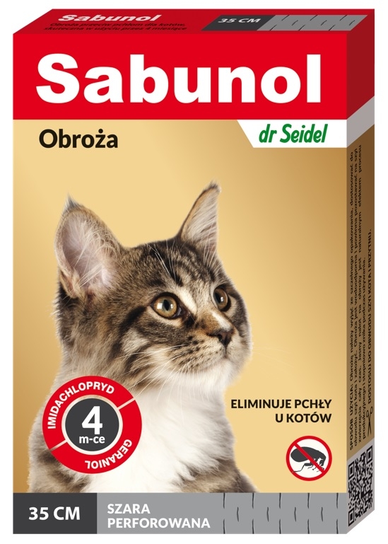 dr Seidel Sabunol obroża szara przeciw pchłom dla kotów 35 cm