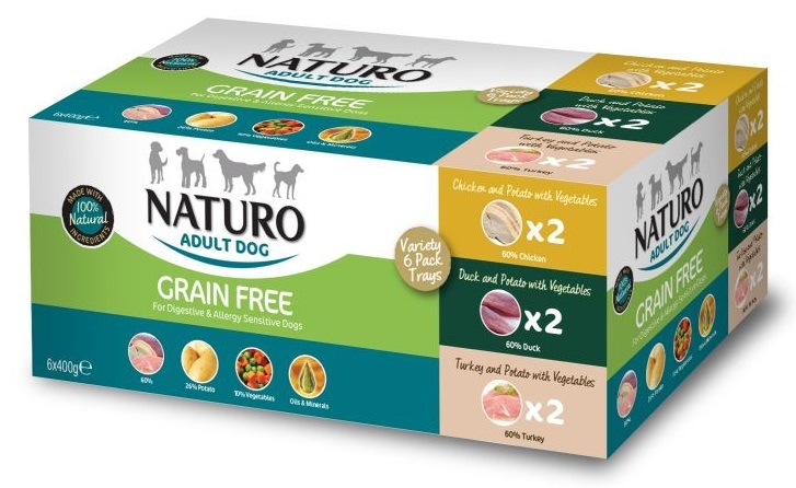 Zdjęcie Naturo Adult Dog Variety Pack Grain Free multipak tacek mix smaków bez zbóż 6x400g