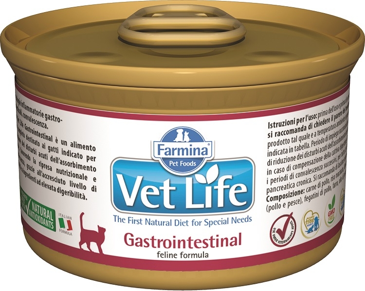 Farmina Vet Life Cat Gastrointestinal puszka dla kota schorzenia żołądka i jelit, rekonwalescencja 85g