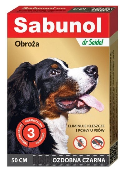 Z laboratorium dr Seidla Sabunol GPI Obroża dla psa przeciw kleszczom i pchłom czarna 50 cm