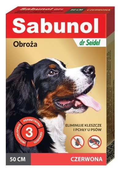 Zdjęcie dr Seidel Sabunol GPI Obroża dla psa przeciw kleszczom i pchłom czerwona 50 cm