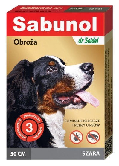 Z laboratorium dr Seidla Sabunol GPI Obroża dla psa przeciw kleszczom i pchłom szara 50 cm