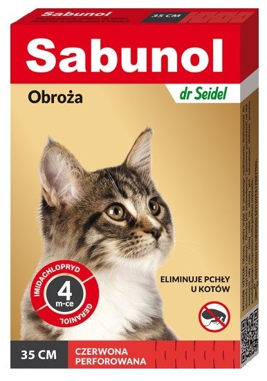 dr Seidel Sabunol obroża czerwona przeciw pchłom dla kotów 35 cm
