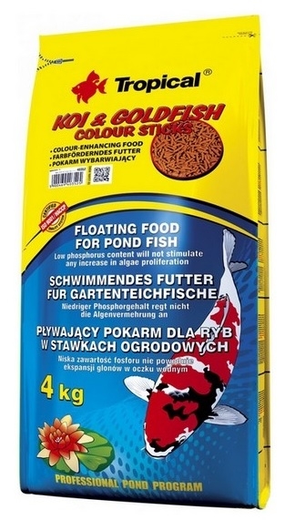 Tropical Koi & Goldfish Colour Sticks worek pływający pokarm wybarwiający dla koi 4kg (45l)