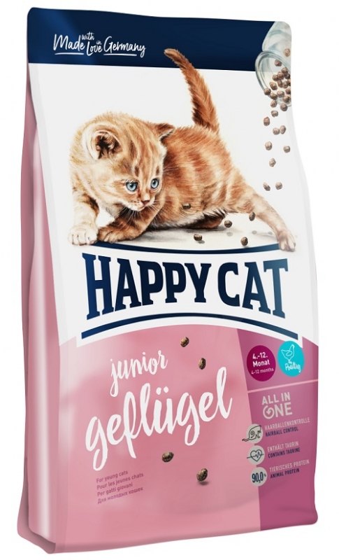 Zdjęcie Happy Cat Junior Geflügel dla młodych kotów  z drobiem i łososiem 4kg