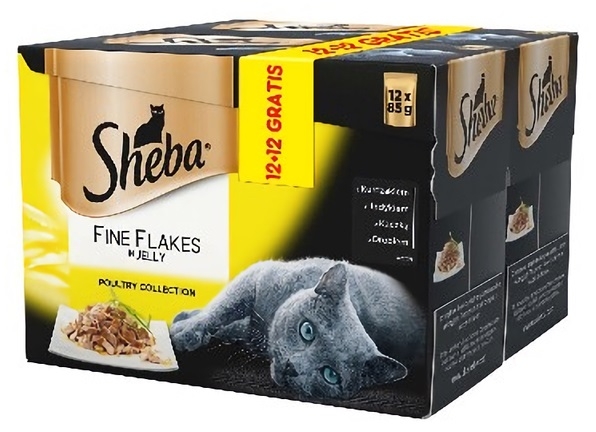 Zdjęcie Sheba Multipak saszetek Fine Flakes in Jelly w galaretce kolekcja smaków drób 1+1 GRATIS! 12x85g+12x85g