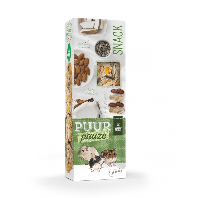 Zdjęcie Witte Molen Puur Pauze Snack Almond / Peanut / Coconut  kolby dla gryzoni z migdałami i kokosem 2 szt.