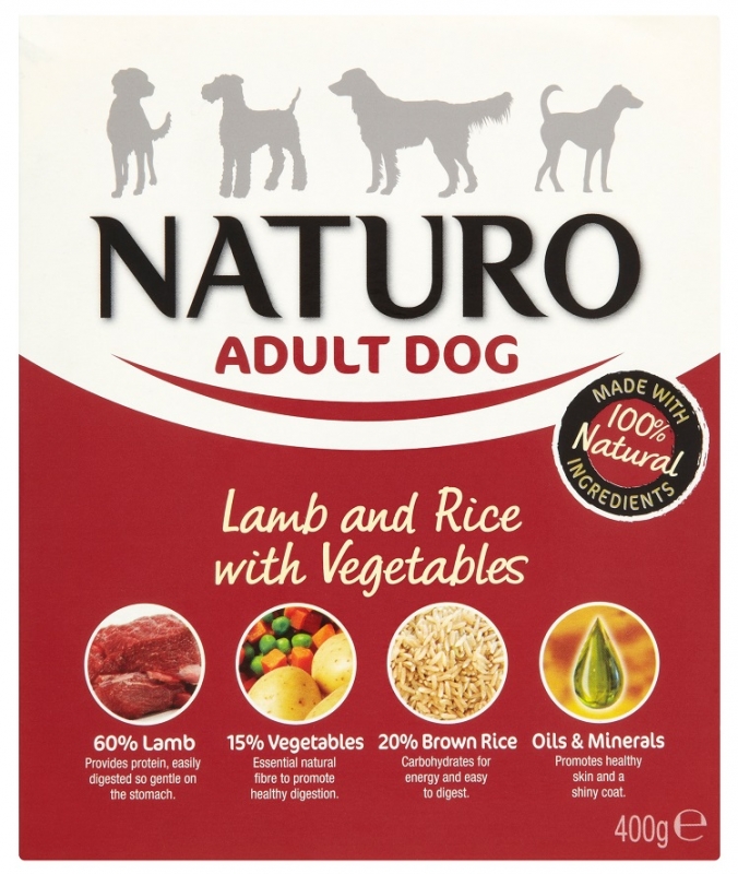 Zdjęcie Naturo Adult Dog tacka dla psa  jagnięcina z ryżem i warzywami 400g