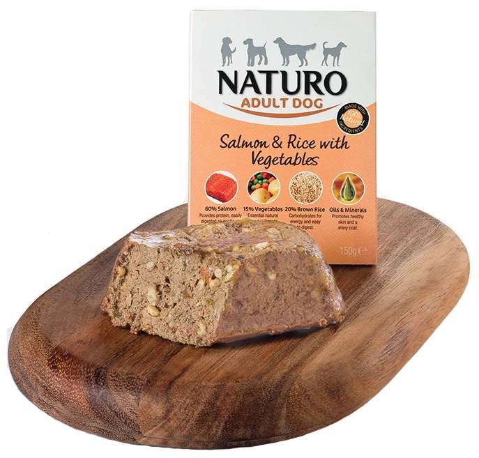 Zdjęcie Naturo Adult Dog tacka dla psa  łosoś z ryżem i warzywami 150g