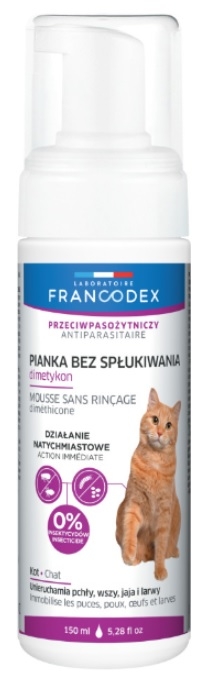 Zdjęcie Francodex Pianka bez spłukiwania dla kotów  spray odstraszajacy pasożyty 150ml