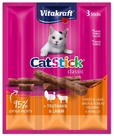 Zdjęcie Vitakraft Cat Stick kabanoski dla kota z indykiem i baraniną 3 szt.
