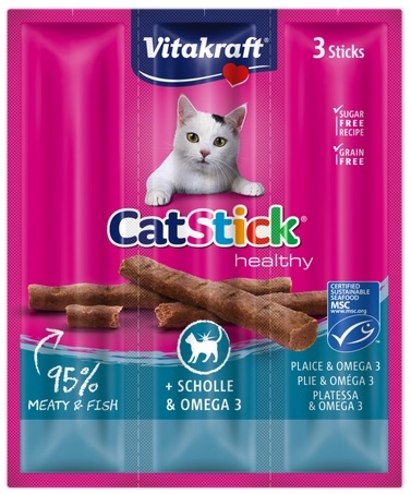Vitakraft Cat Stick kabanoski dla kota z flądrą i Omega 3 3 szt.