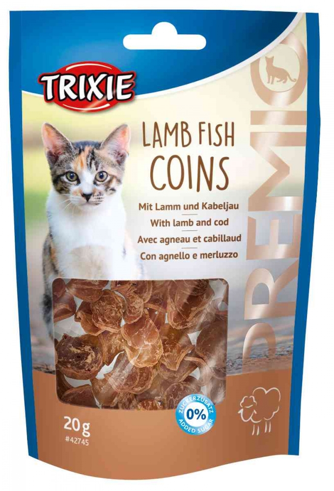 Zdjęcie Trixie Premio Lamb Fish Coins dla kota  talarki z jagnięciną i dorszem 20g