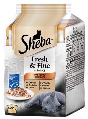 Zdjęcie Sheba Fresh & Fine 6-pak saszetek w sosie drób, indyk, łosoś 6x50g