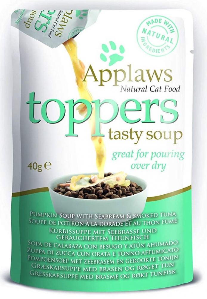 Zdjęcie Applaws Natural Cat Toppers polewka do suchej karmy  zupa dyniowa z doradą i wędzonym tuńczykiem 3x40ml
