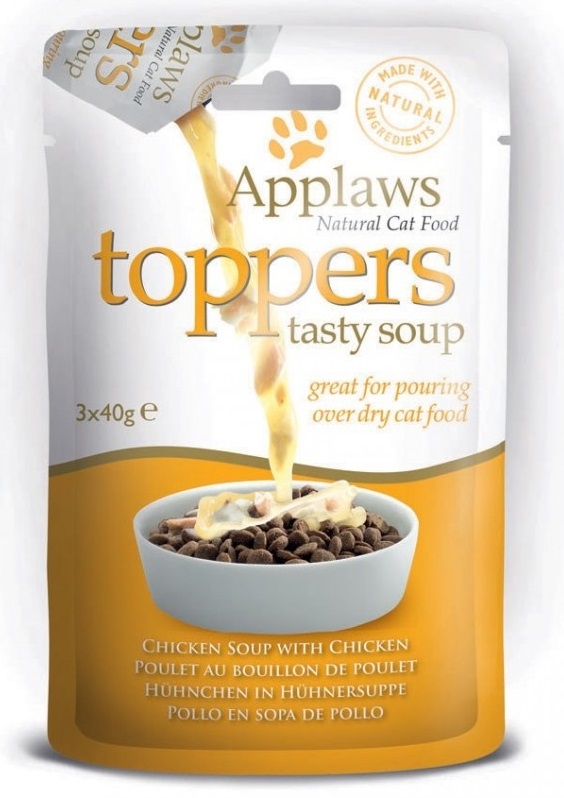 Zdjęcie Applaws Natural Cat Toppers polewka do suchej karmy  zupa rosół z kawałkami kurczaka 3x40ml