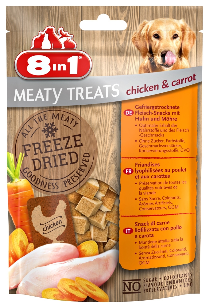 8in1 Przysmak dla psa Freeze Dried pierś z kurczaka z marchewką 50g