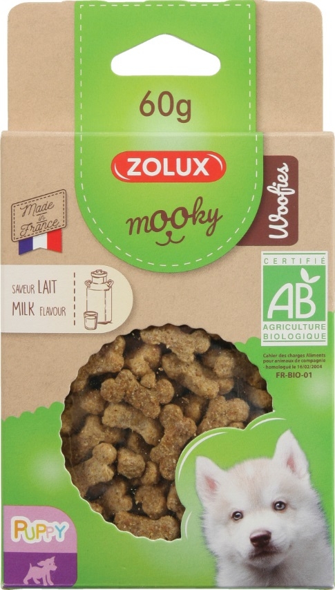 Zdjęcie Zolux Mooky Bio Woofies przysmaki dla szczeniąt  z mlekiem 60g
