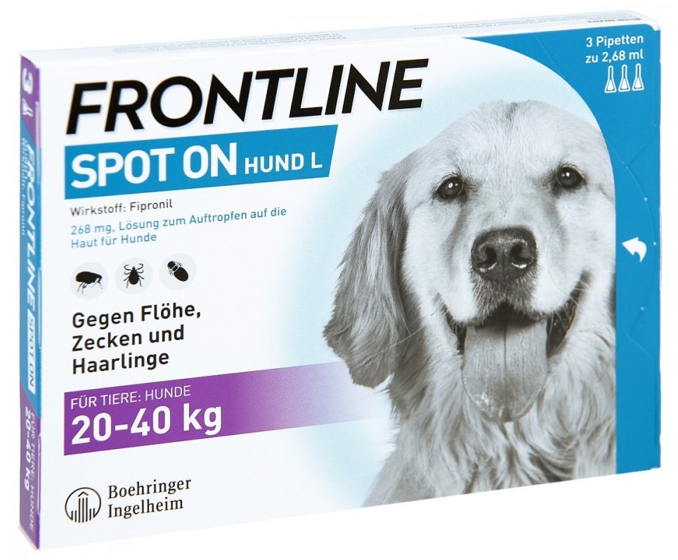 Frontline Spot On Pies L 20-40 kg trójpak dla psów L 20-40 kg 3 x 2,68 ml