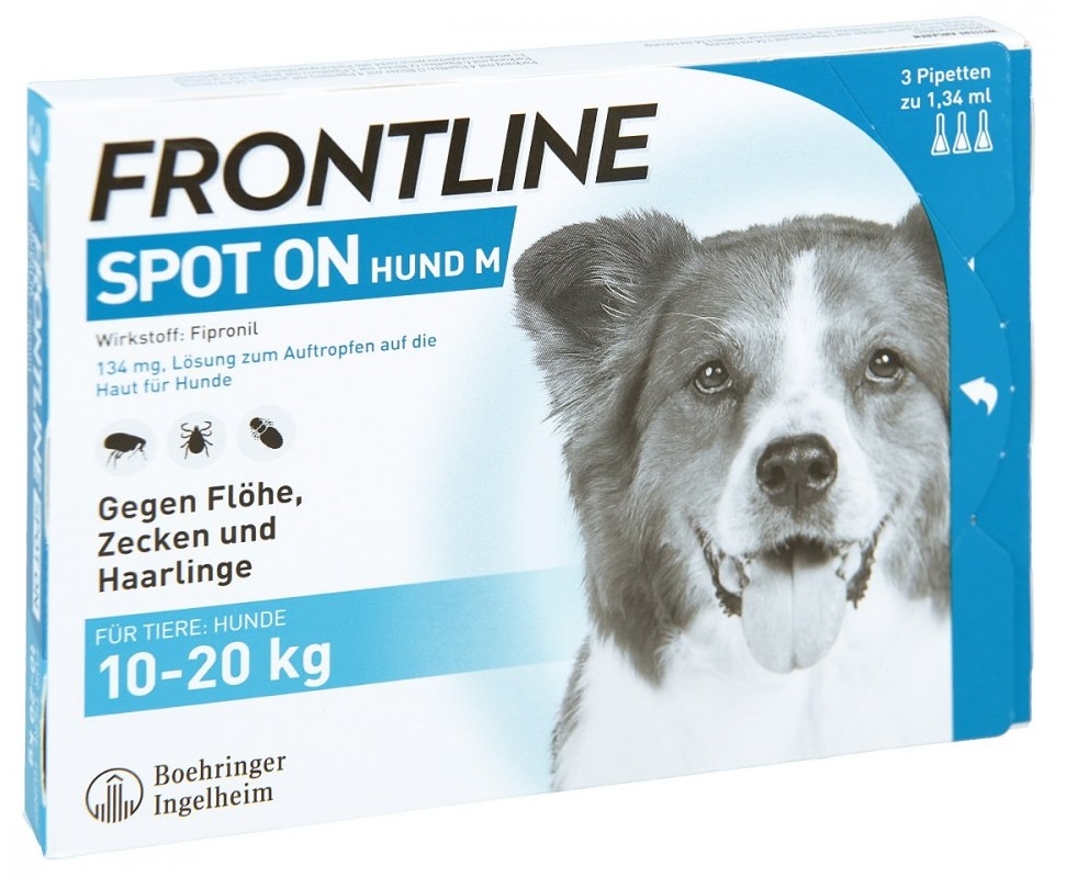 Zdjęcie Frontline Spot On Pies M 10-20 kg trójpak  dla psów M 10-20 kg 3 x 1,34 ml