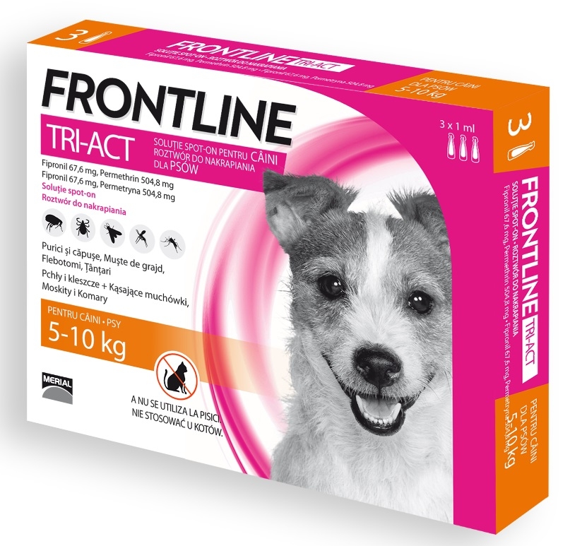 Frontline Tri-Act Pies trójpak dla psów S (5-10 kg) 3 x 1 ml