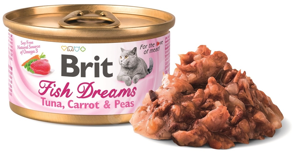 Zdjęcie Brit Care Fish Dreams puszka dla kota  tuńczyk z marchewką i groszkiem 80g