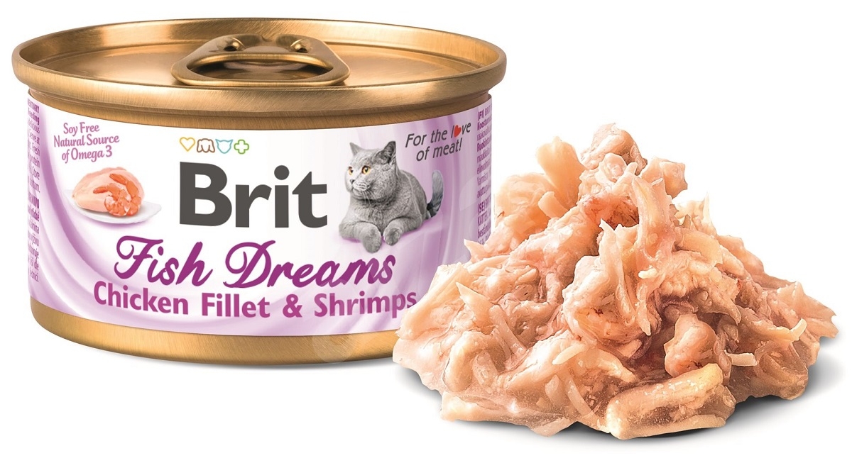 Zdjęcie Brit Care Fish Dreams puszka dla kota  filet z kurczaka i krewetki 80g