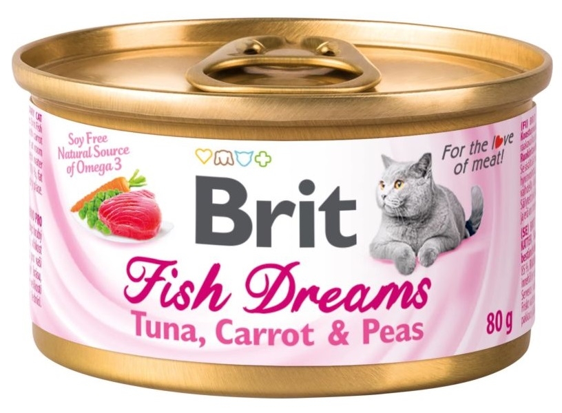 Zdjęcie Brit Care Fish Dreams puszka dla kota  tuńczyk z marchewką i groszkiem 80g