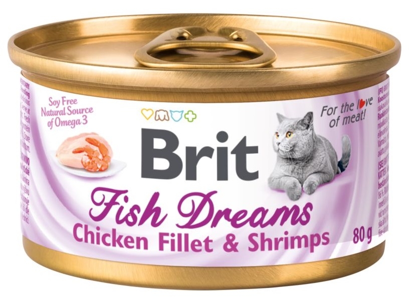 Zdjęcie Brit Care Fish Dreams puszka dla kota  filet z kurczaka i krewetki 80g