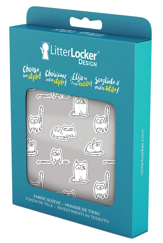 Zdjęcie Petmate Pokrowiec na pojemnik Litter Locker Design  szary w białe kotki 