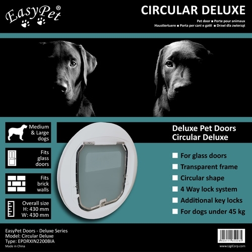 Zdjęcie Easypet Drzwiczki Circular Deluxe dla psów  do montażu w szkle śr. 43 cm