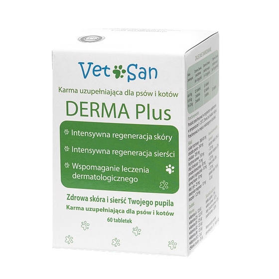Vetosan Derma plus dla psów i kotów preparat wspomagający skórę i sierść 60 szt.