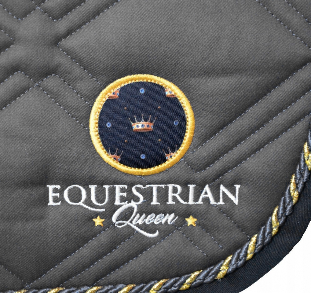 Zdjęcie Equestrian Queen Czaprak Madrid wszechstronny  szary melanż / złoty 