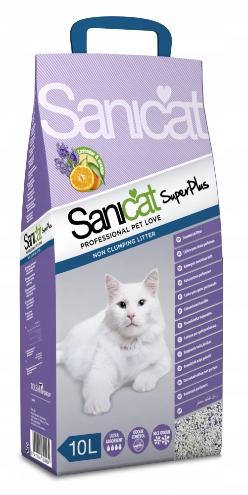 Zdjęcie Sanicat Super Plus  lawenda + pomarańcza żwirek dla kota 10l
