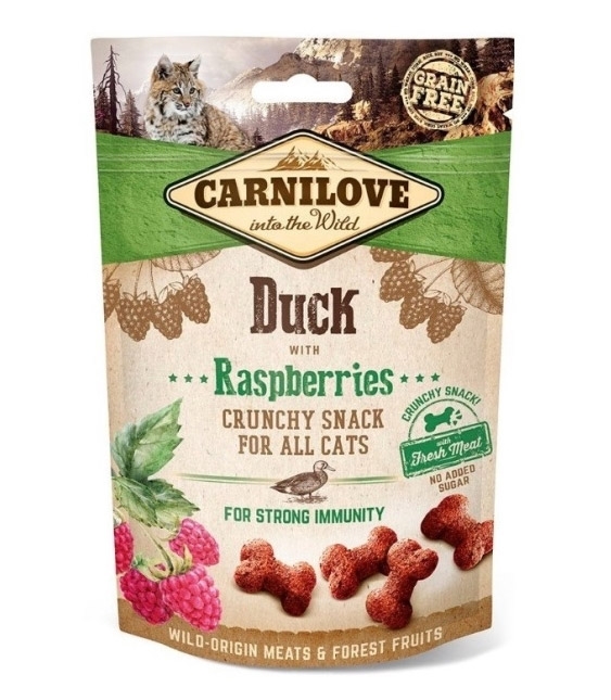 Carnilove Cat Snack Crunchy przysmak dla kota Duck with Raspberries 50g