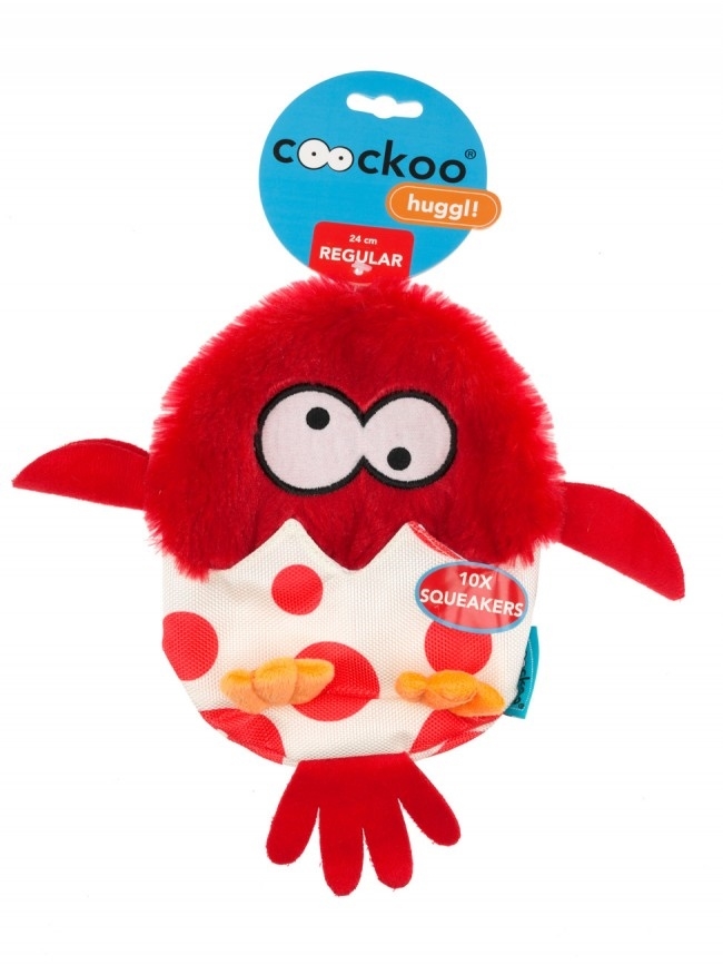 Coockoo Huggl zabawka pluszowy pisklak dla psa czerwony 24 x 18 cm