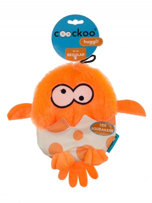 Zdjęcie Coockoo Huggl zabawka pluszowy pisklak dla psa  pomarańczowy 24 x 18 cm