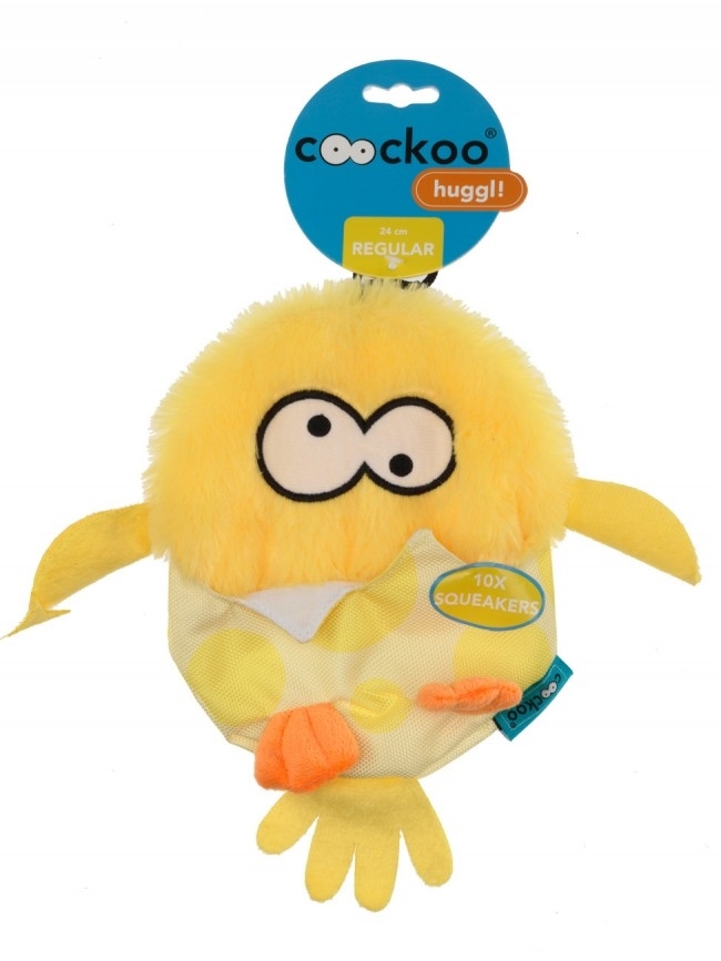 Coockoo Huggl zabawka pluszowy pisklak dla psa żółty 24 x 18 cm