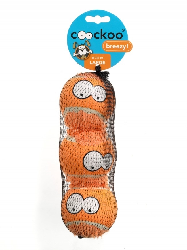 Coockoo Breezy piłki tenisowe dla psa pomarańczowe 3 szt. M: 6,3 cm