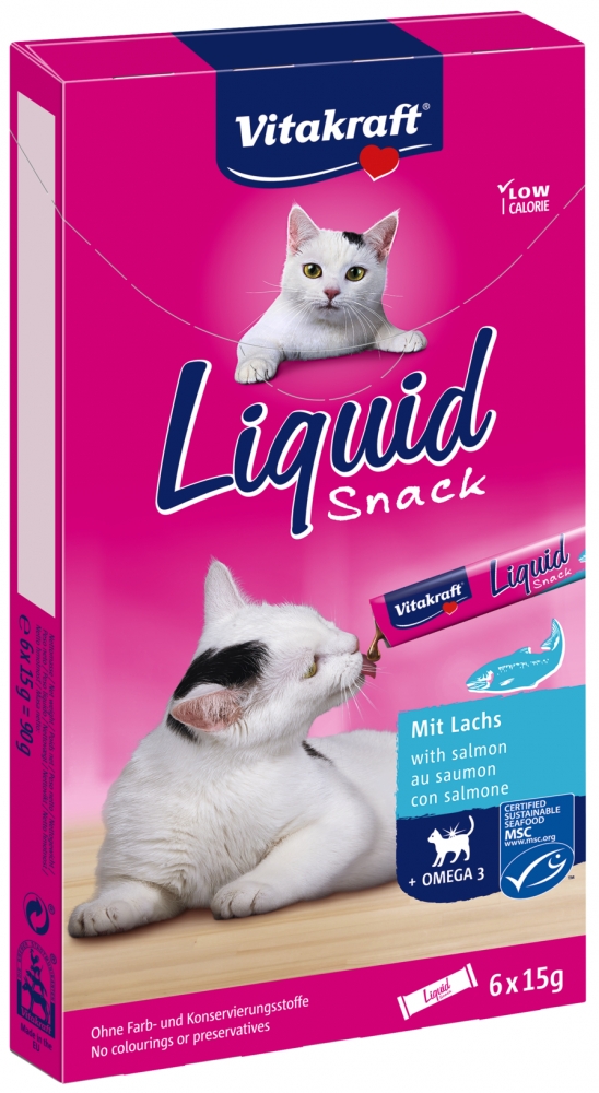 Zdjęcie Vitakraft Cat Liquid Snack sos dla kota  łosoś + omega 3 6 szt.