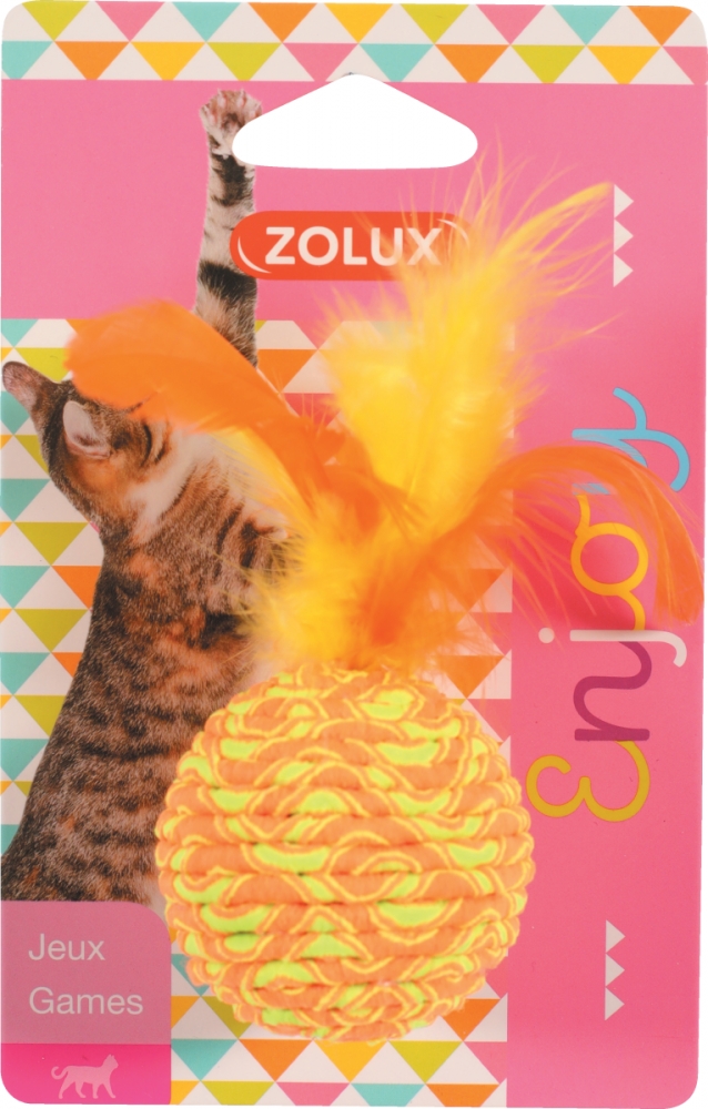Zdjęcie Zolux Zabawka dla kota piłka z piórkami elastyczna 5 cm / 10 cm 