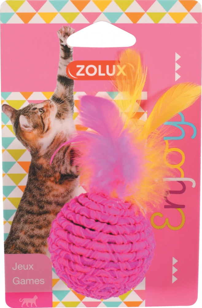 Zdjęcie Zolux Zabawka dla kota piłka z piórkami elastyczna 5 cm / 10 cm 