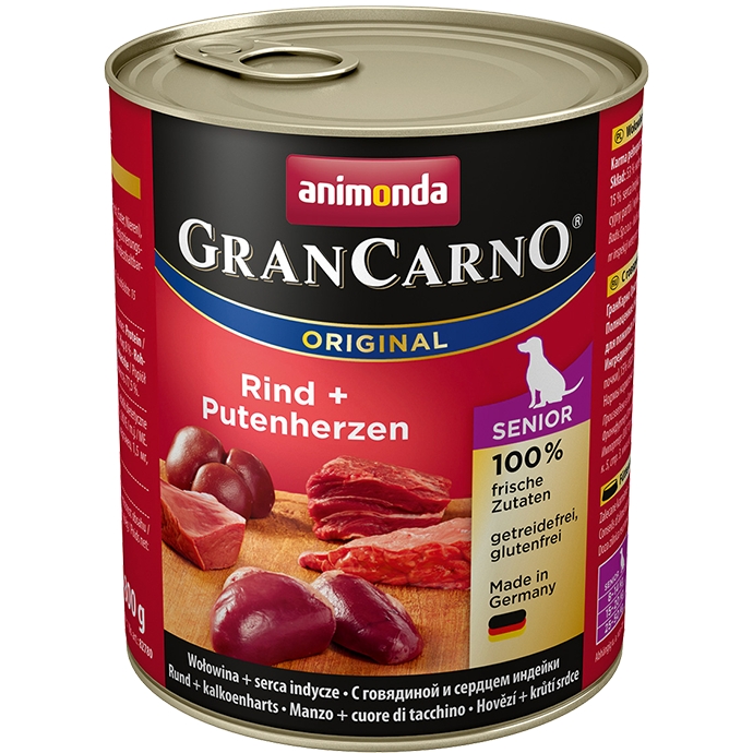 Animonda Grancarno Senior wołowina + serca indyka 800g