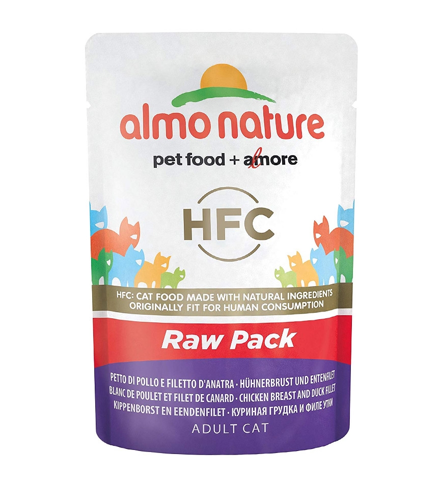 Almo Nature Classic Adult Cat saszetka Raw Pack filet z piersi kurczaka i kaczki 55g