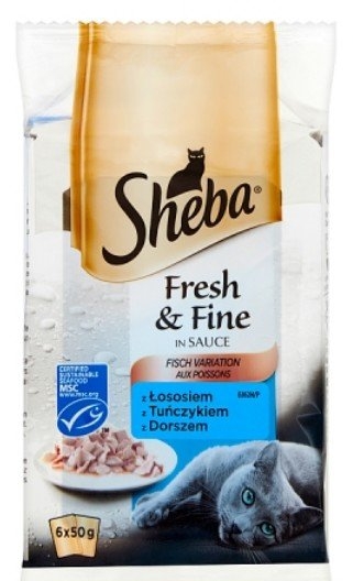Zdjęcie Sheba Fresh & Fine 6-pak saszetek w sosie łosoś, tuńczyk, dorsz 6x50g