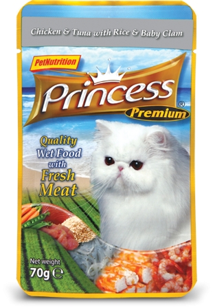 Princess Premium Cat saszetka kurczak, tuńczyk i małże 70g