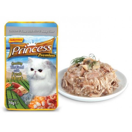 Zdjęcie Princess Premium Cat saszetka  kurczak, tuńczyk i ryż 70g