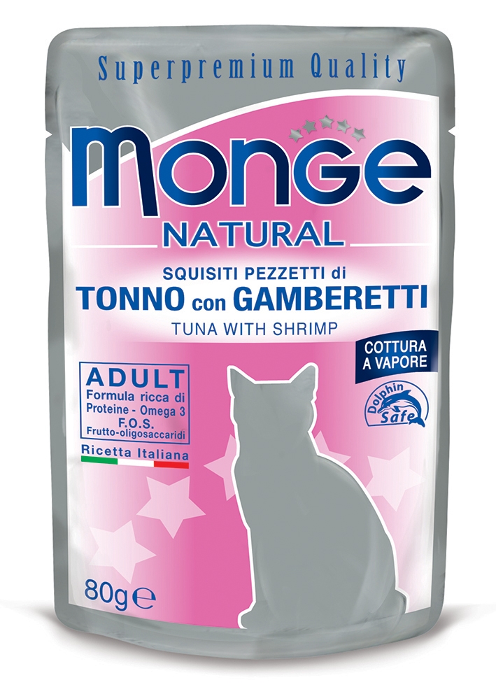 Zdjęcie Monge Natural saszetka dla kota  tuńczyk z krewetkami w galaretce 80g