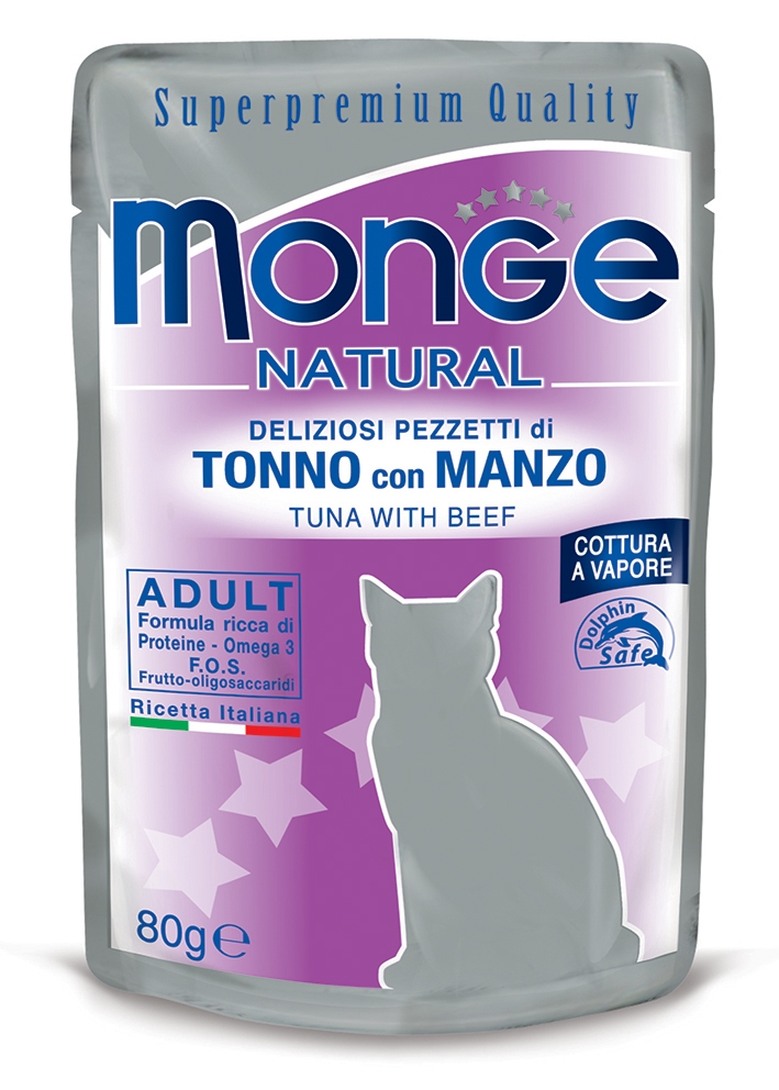 Zdjęcie Monge Natural saszetka dla kota  tuńczyk z wołowiną w galaretce 80g