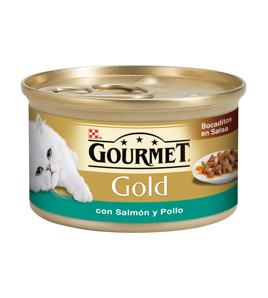 Zdjęcie Gourmet Gold Kawałki w sosie  łosoś i kurczak 85g